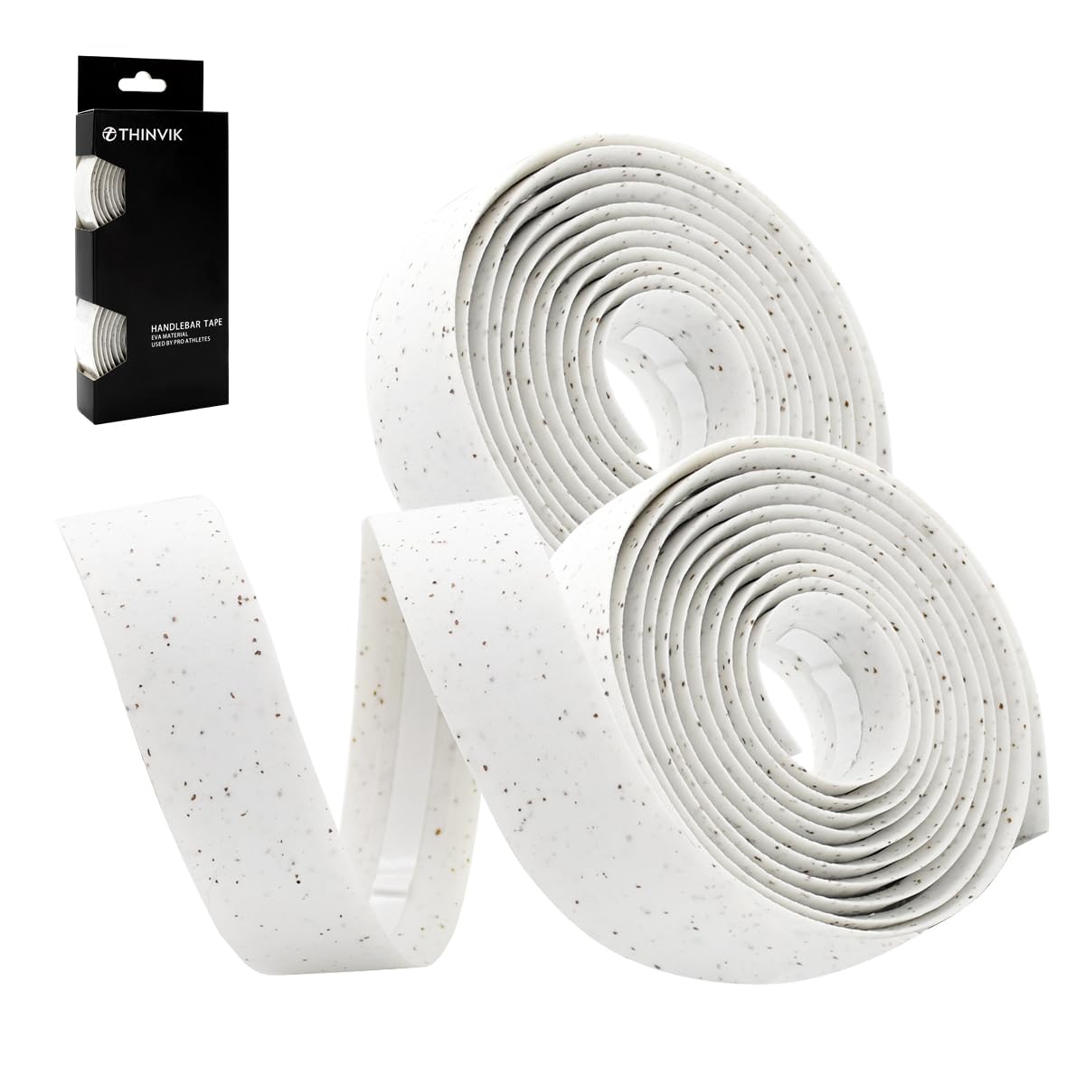 

Thinvik Велосипедный руль Удобная велосипедная лента из ЭВА и пробки 2 ленты, Нескользящая, Впитывающая пот, Грипса, (Белый, Роллс)