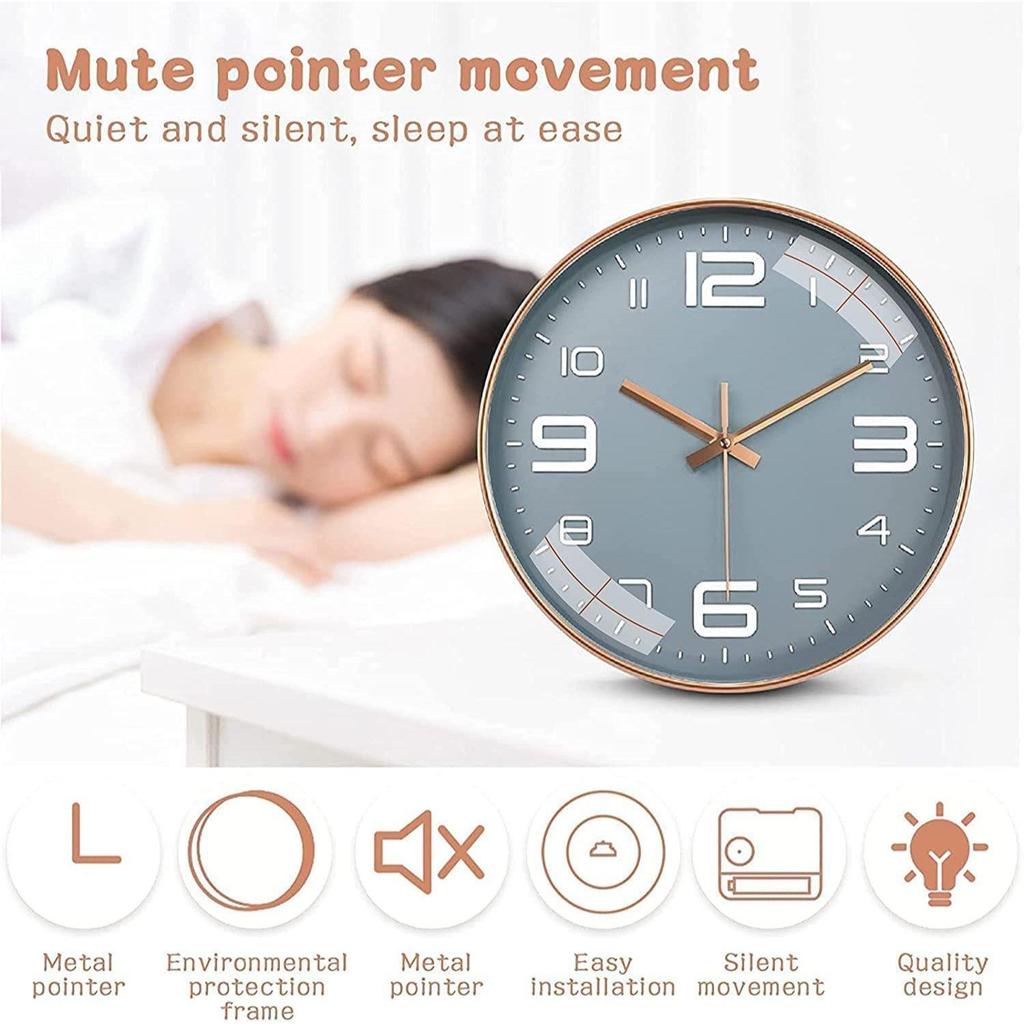 Wall Clock 12" Silent Quartz Decorative Latest Wall Clock Non-Ticking Classic Clock Battery Operated Round Easy To Read for Room/Home
