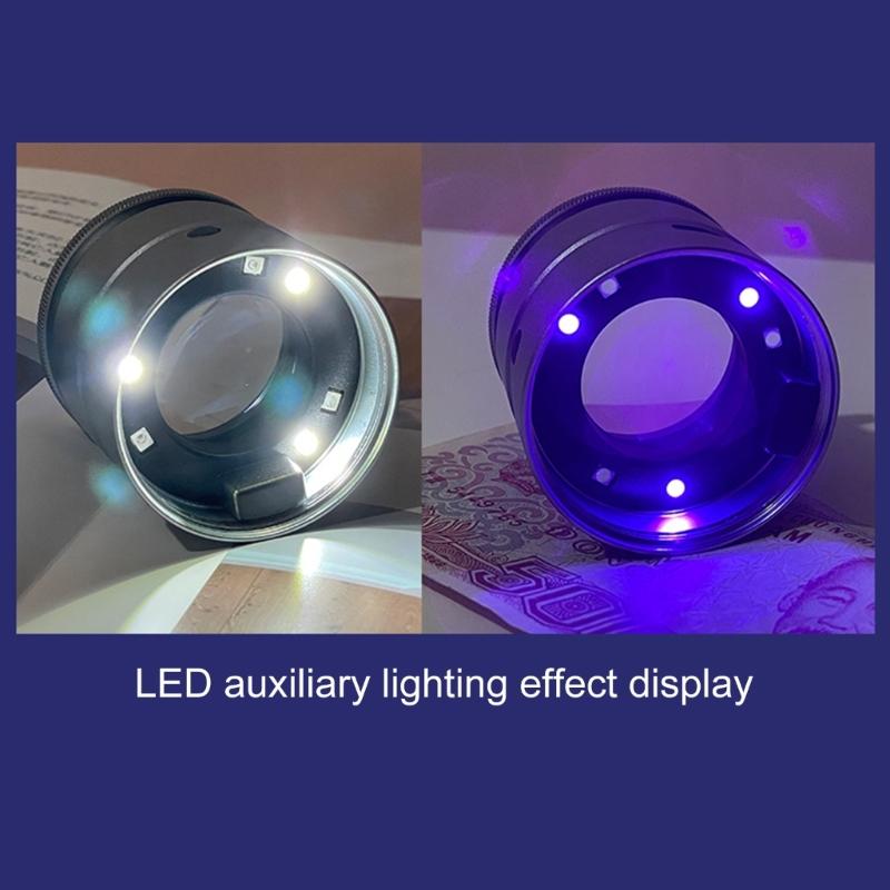 10X Vergrößerungsglaslinse Handheld Wiederaufladbare Augenlupe Vergrößerer mit Skala LED-Licht für Schmuck Briefmarken Inspektion