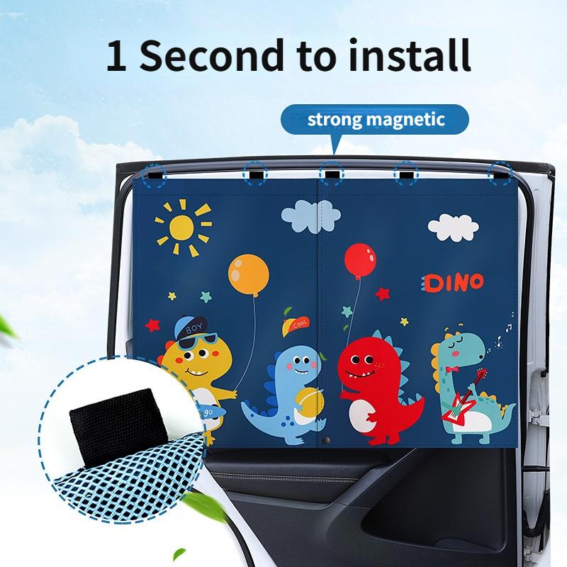 New 2 Layers Telescopic Magnetic Car Window Shades Mosquito Net Sun Cover Sunshade Uv Protection Block Mesh Curtain for Kid Baby