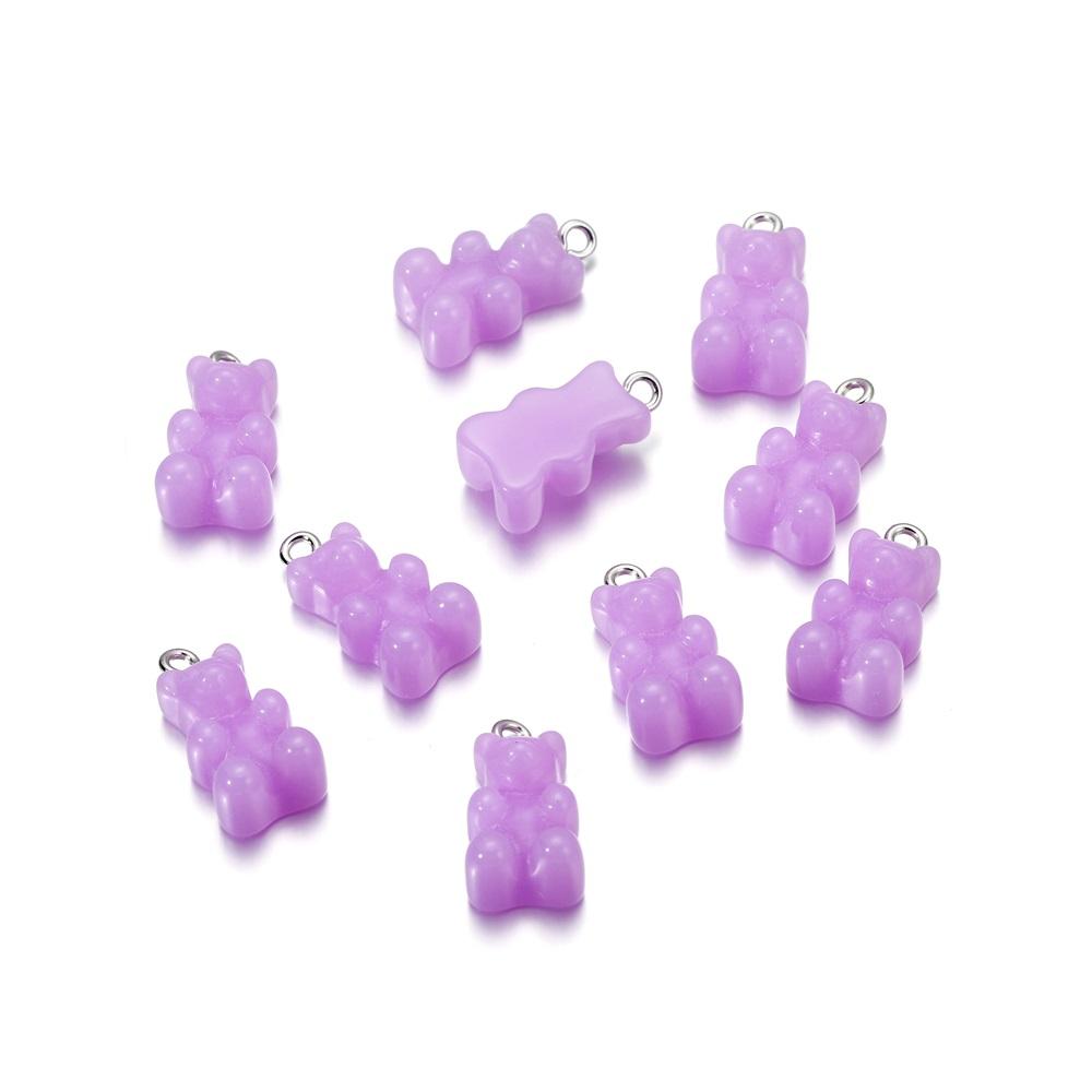 10pcs/lot Candy Color Resin Mini Bear Charms For Cute Earrings Pendants Necklaces Bracelets DIY Jewelry Making Accessories