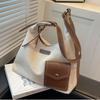 Black And Brown Canvas Tote Bag For Women 2024 Chic And Spacious With Color Block Design