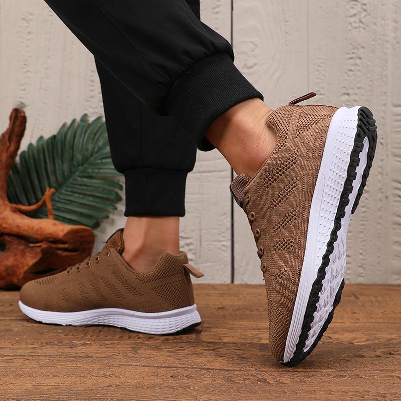 Men's Flat Bottomed Breathable Sneakers Summer Casual Lace Up Walking Comfortable Tennis Soft Sole Jogging Vulcanized Shoes