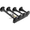 12V / 24V Truck Train Air Horn, 185dB Super Loud Four Trumpet Air Horn for Car Vehicle Truck Train Boat