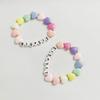 2Pcs Colorful Bead Sister Handchain Set Lettered Bangles Handcrafted Heart Bracelets for Siblings Friendship Bangle