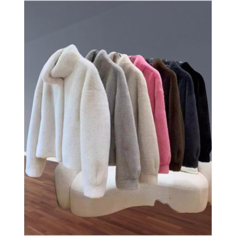 

Женская куртка из искусственного меха норки, короткая, с воротником-стойкой, маленькая, легкая, модная на осень и зиму, утолщенная и теплая, простая XL