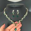 Brilliant Imitation Emerald Cubic Zirconia Jewelry Set gold Bridal Necklace and Earring Set Wedding and engagement jewelry