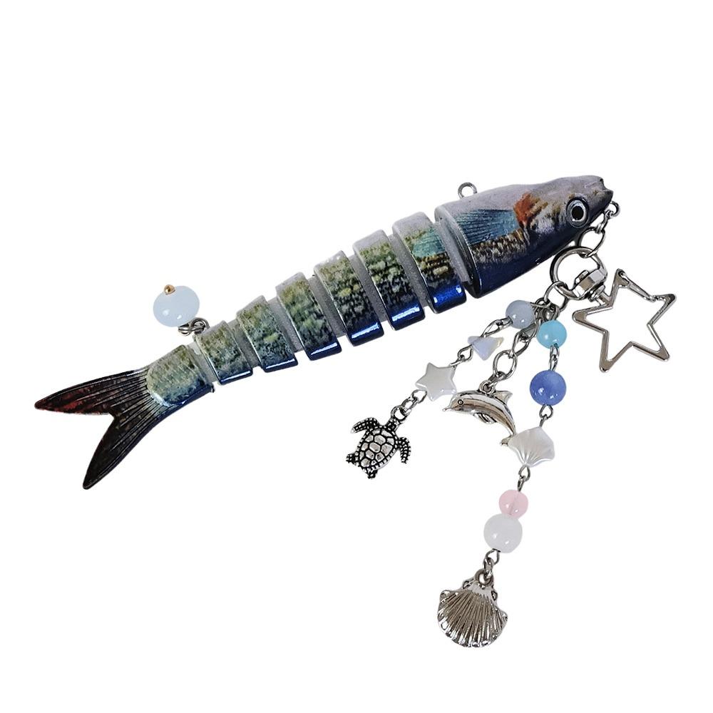 Multi Jointed Fish Hook Key Chain Simulation Backpack Pendant Creative Keychain Pendant  Gifts
