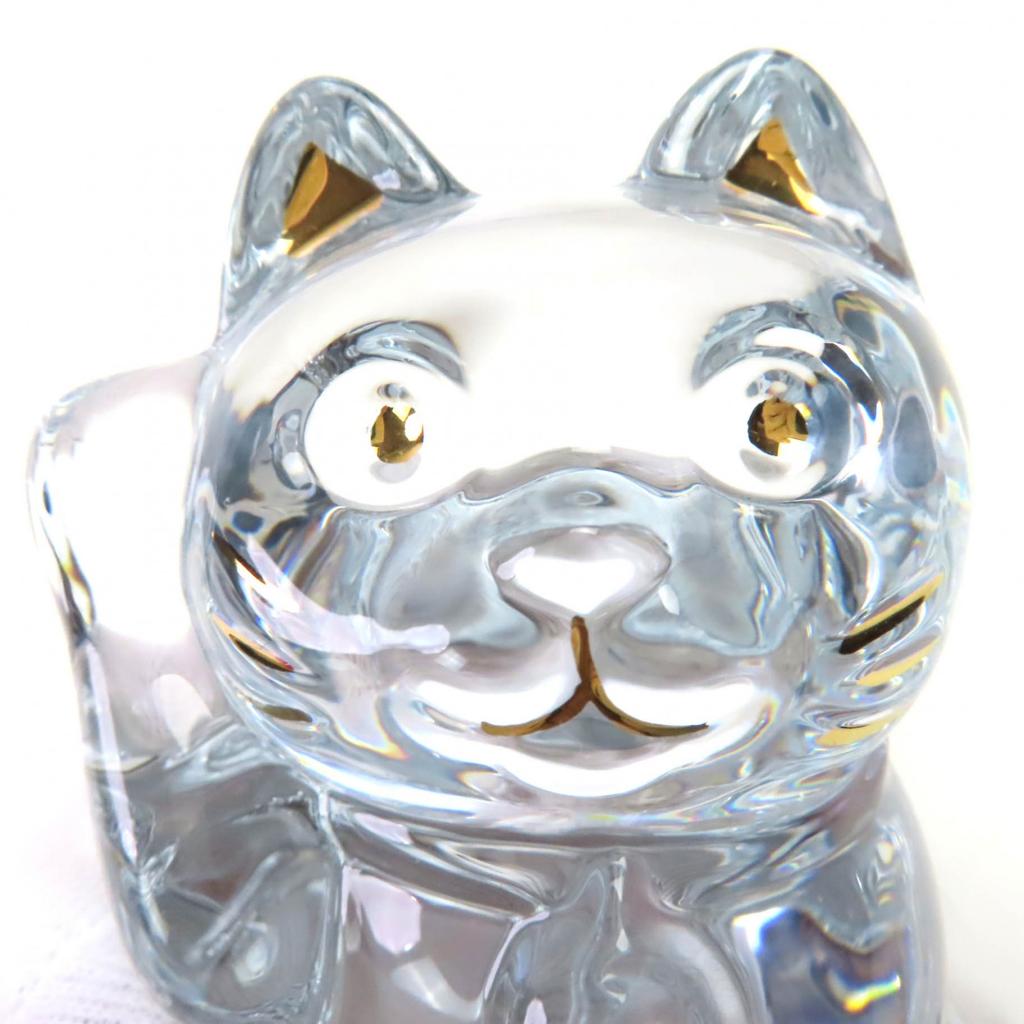 Excellent Baccarat object Lucky Cat clear crystal Women Used