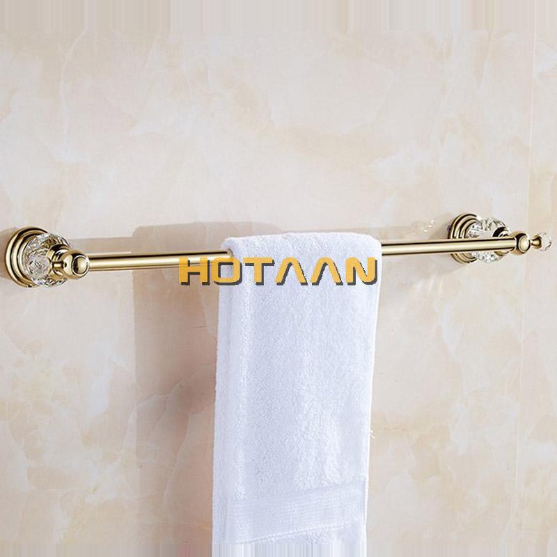 60cm Bathroom Single Towel Bar Towel Rack Towel Holder Solid Stainless Steel  Golden  Crystal Decoration Bathroom Accessories