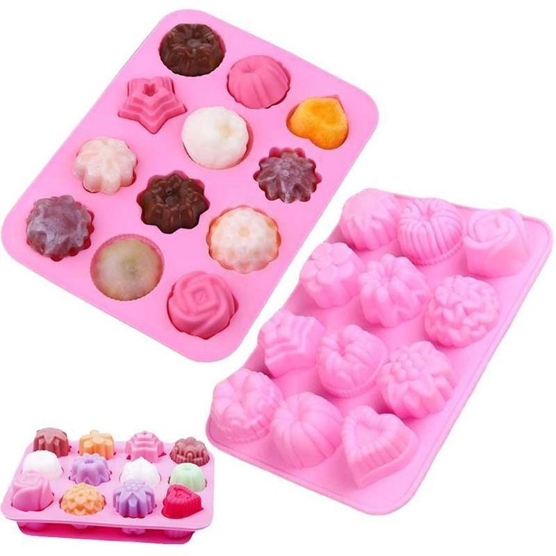1Pcs 12 Flower Grass Mold Silicone Multi-style Baking Mold Cake Candy Chocolate Candy Ice Pastry Food Mold Kitchen Bar Christmas DIY Tool