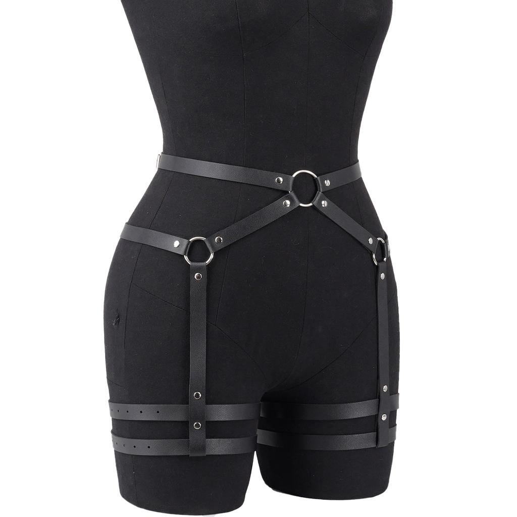 Pu Leather Leg Harnesses For Women Gothic Punk Women'S Leg Garter Harness Belt - Adjustable Pu Leather Body Waist Belt.