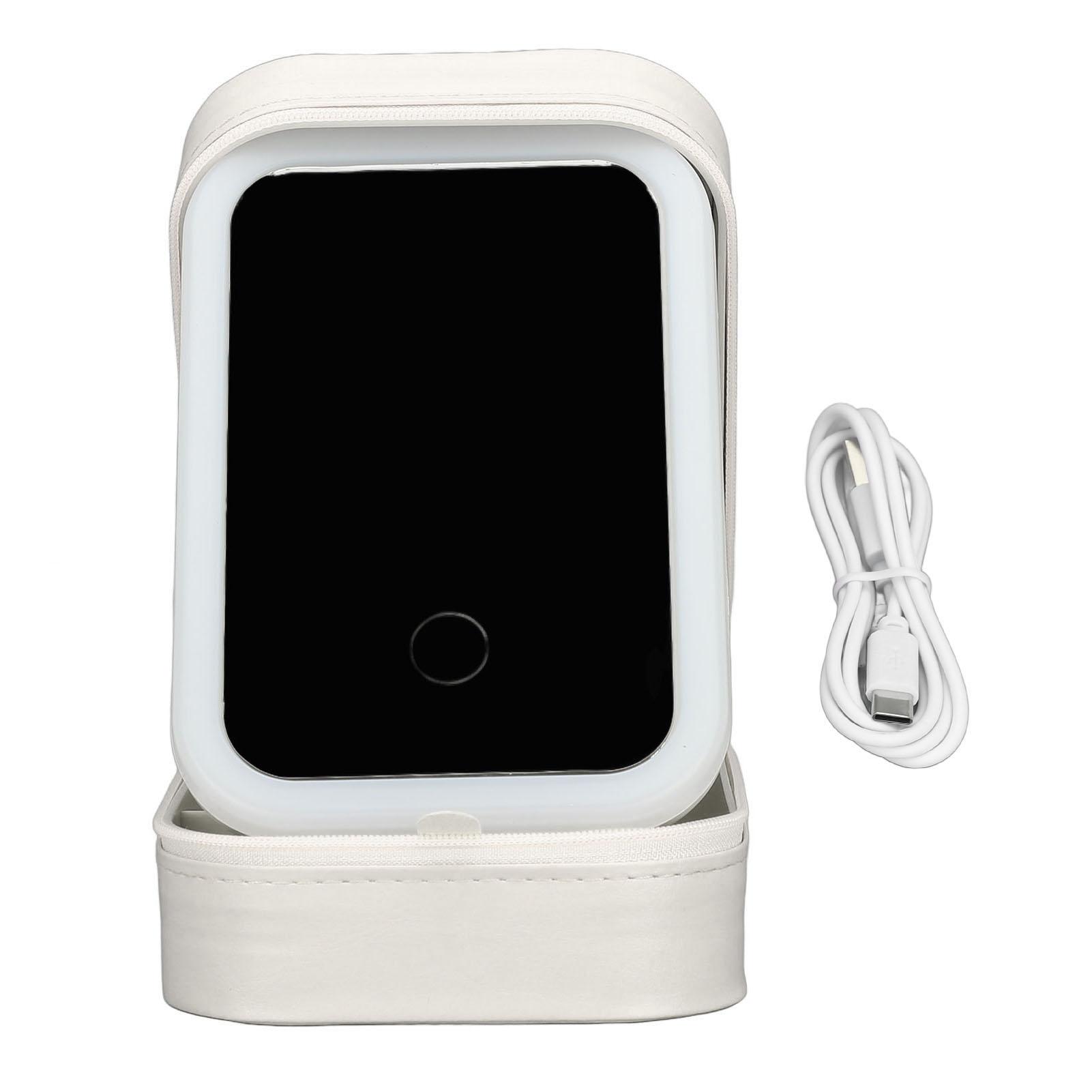 

Jewelry Storage Box 3 Color Adjustable Lighting Leather Travel Makeup Box with LED Mirror for белый