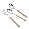 High Quality Stainless Steel Cutlery Flatware with Wooden Handle for Camping