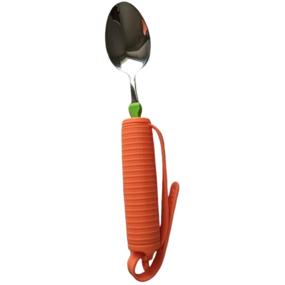 Tragbares Edelstahl-Besteck mit Gabel und Löffel, wackelfrei, Esshilfe, Löffel für Senioren