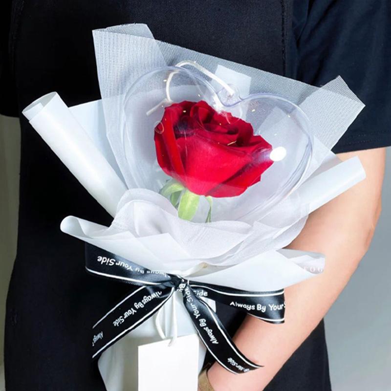 Acrylic Bobo Ball DIY Transparent Flower Packaging Box Artificial Flowers for Mother's Valentine's Day Wedding Birthday Gift