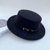 Hepburn woolen flat top top top hat women's spring and autumn winter French retro flat-brimmed jazz hat shows the face small felt hat versatile