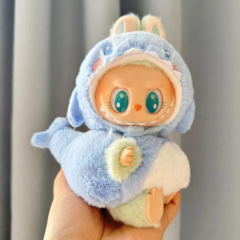 Kawaii Kleiderset für Labubu 17cm Plüschpuppen Outfit Zubehör Plüschpuppen Kleidung Herzschlag Macaron Partypuppen Kleidung Set