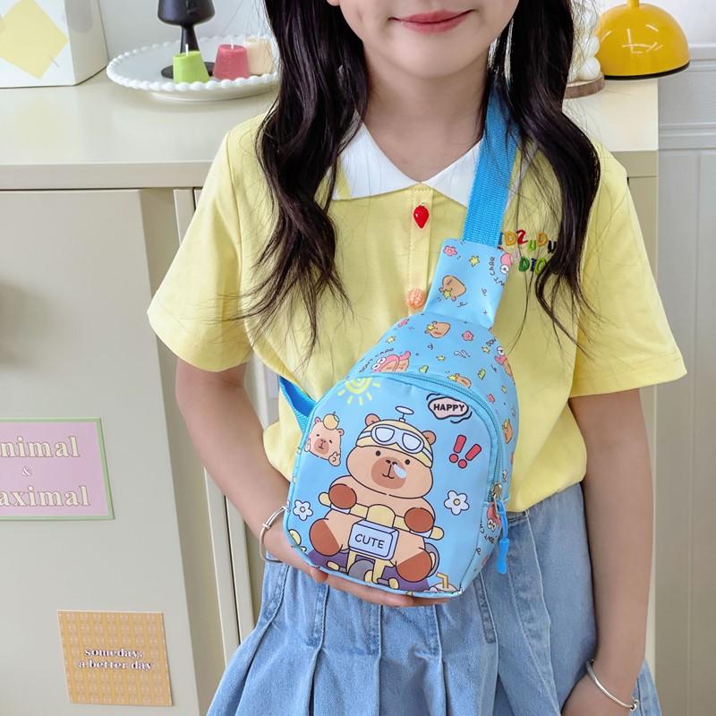 School Bag Cartoon Love Breast Bag New Simple Kapibara Printed Children's Change Bag Oblique Batch