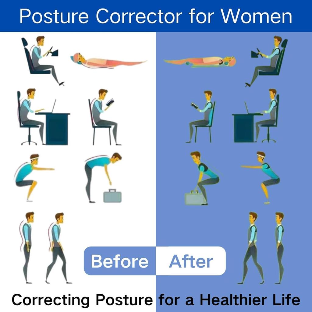 Comfortable Straightener Posture Corrector Breathable Back Support Brace for Men Lower Back Spine Shoulder and Neck Pain Relief