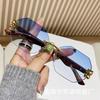 New Retro Wood Grain Leopard Glasses Legs Sunglasses Men's European and American Box Driving Cheetah Decorative Sunglasses