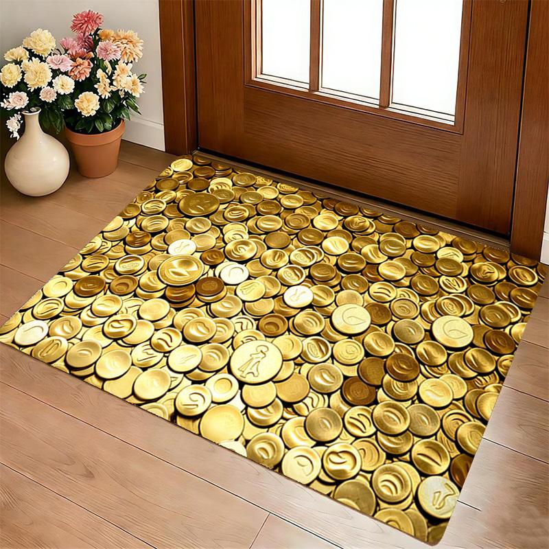 Golden Coins Living Room Nonslip Area Rug Soft Carpet For Bedroom Game Playroom Sofa Office Home Decor Doormat Christmas Gift C926135
