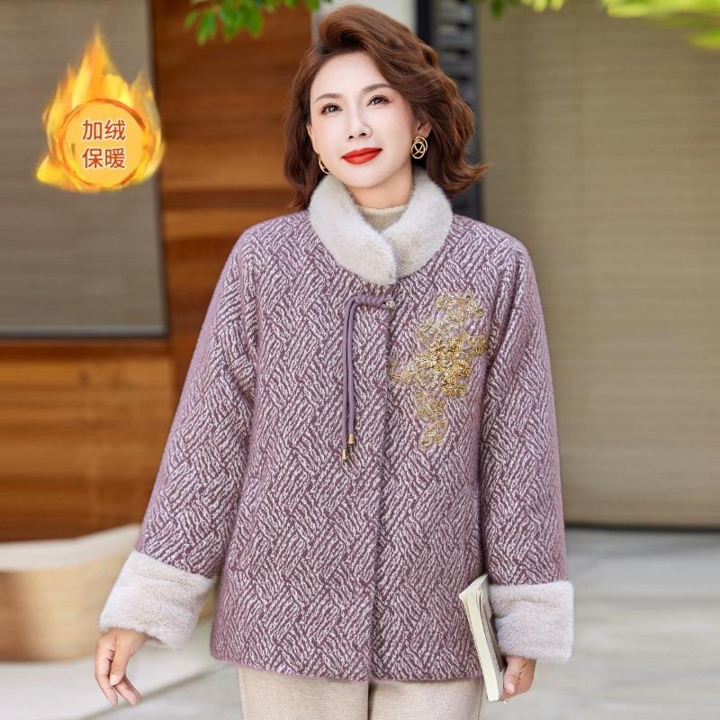 

Winter imitation mink fleece coat, new medium-sized women s winter woolen fleece thickened coat 1XL [recommended 80-50kg]