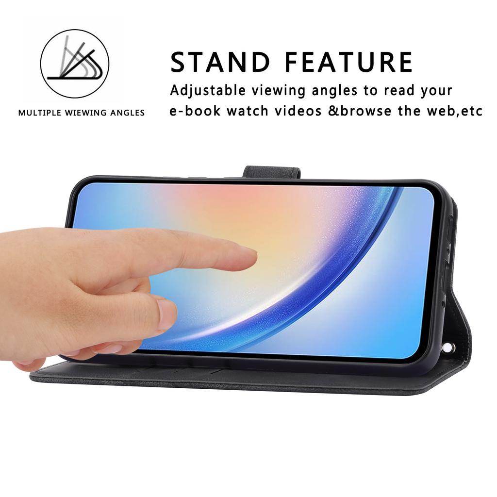 For Samsung Galaxy A15 4G/A15 5G Case Imprinted Line Leather Phone Cover with Handy Strap