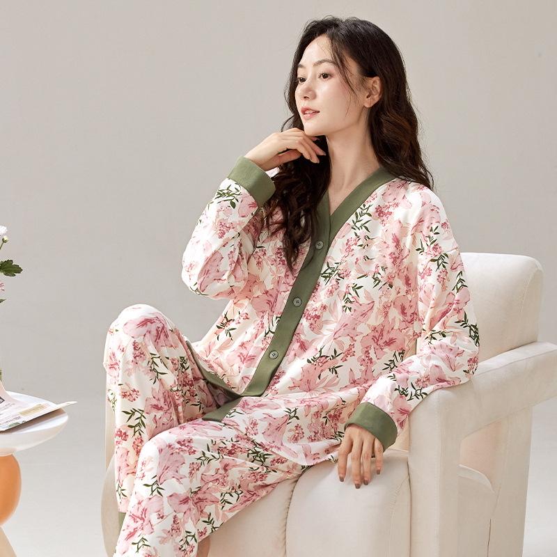 Set Pijama Damă 2024: Haine de casă cu mânecă lungă pentru primăvară, toamnă și iarnă. Perfect pentru Transmisiuni Live ale Micro-Afacerilor.