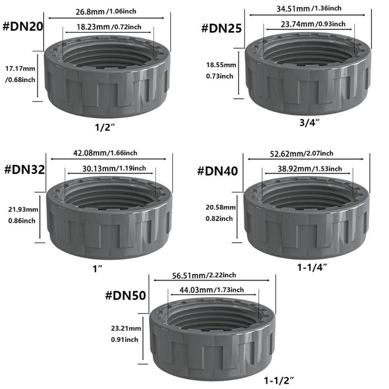 Aquarium Fish Tank Water Tube End Plug Female Thread PVC End Caps Garden Irrigation Pipe End Caps Easy To Install