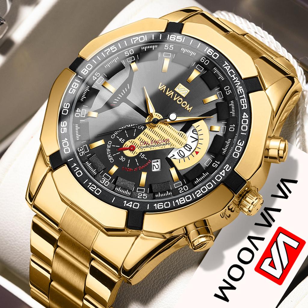 VA VA VOOM Watches for Men Luminous Quartz Watches South East Asia Sports Leisure Steel Belt Watches Sports