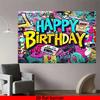 2D flat banner - Graffiti-style birthday decoration banner background fabric