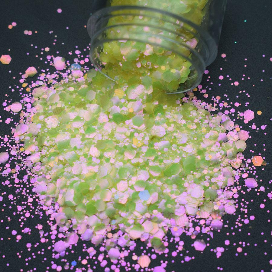 Opal White Cosmetic Polyester Glitter Hexagon Epoxy Resin Chunky Matte Glitter Mix for Snow Globe Tumbler Glitter