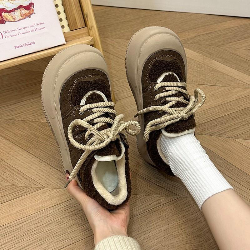 2025 New Winter New Product Indoor and Outdoor Wear Ugly Cute Straps Simple Women's Cotton Shoes All-inclusive Warm Plush Thick Sole