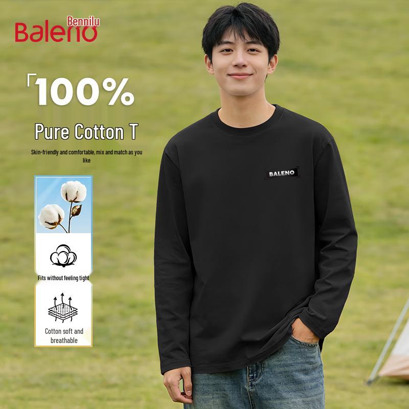 Baleno Men s Heavyweight Pure Cotton Long-Sleeve T-Shirt 4XL