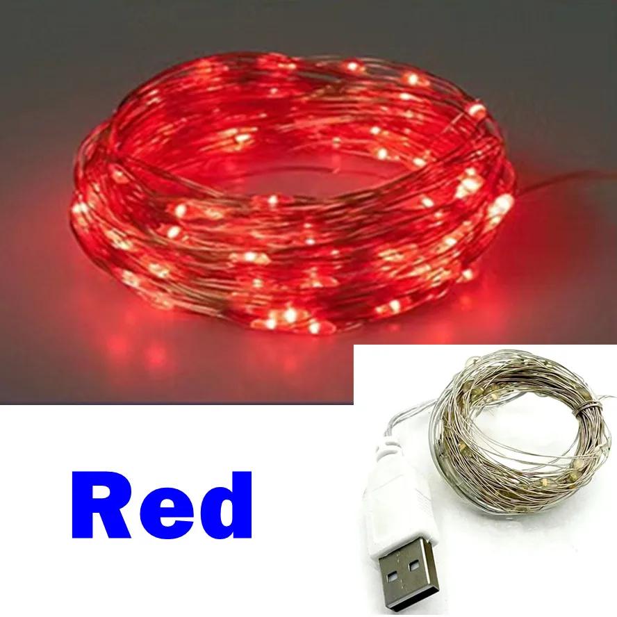 5 ks Vianočné USB LED reťazové svetlo Medený drôt Rozprávkové girlandové svetlo Farebné Svadobná párty Sviatok Vonkajšie Kempingové osvetlenie