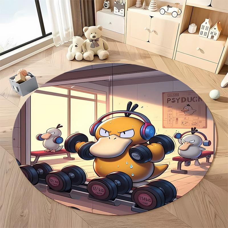 Various Styles and Sizes Pokemon Psyduck Cartoon Round Carpet Bedroom Living Room Sofa Study Desk Seat Mat Kids Room Decor Rug
