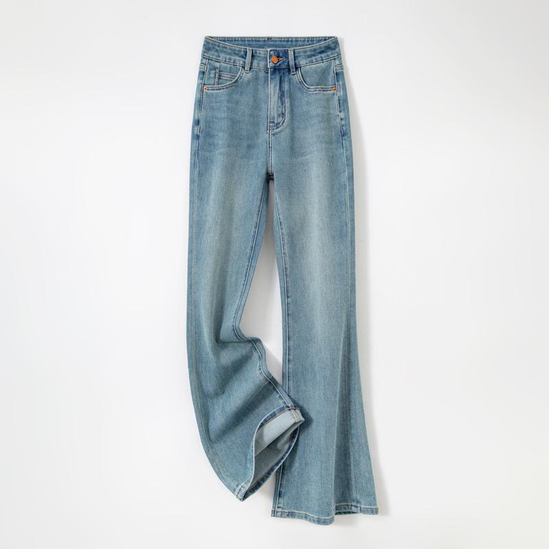 Women’s High-Waist Blue Tencel Jeans, Acid Wash, Elastic, Slimming, Casual, Early Autumn 2025 Collection. Medium