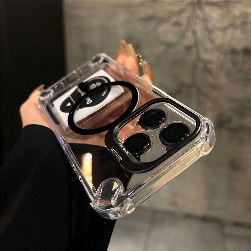Für iPhone 16 Pro Max Luxus Objektivhalter Ständer Magsafe Magnetisch Transparent Handyhülle Für iPhone 13 14 15 Plus Schutzhülle