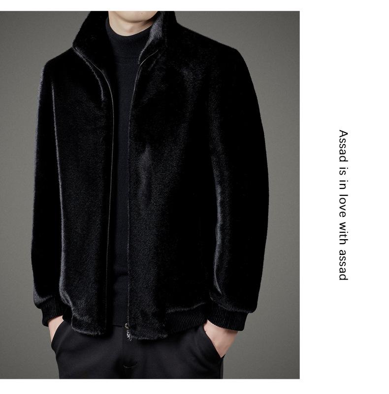 2025 Men's Winter Mink Fur Jacket: Stand Collar, Stylish & Casual Coat for Young and Middle-Aged Men