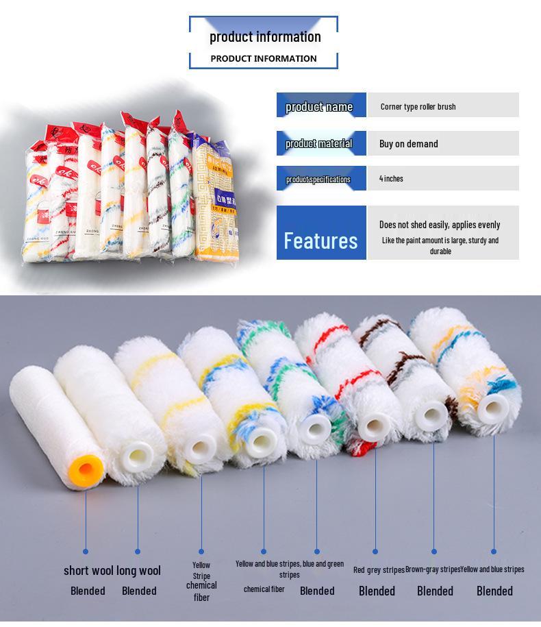 Solvent-Resistant 4-Inch Mini Thumb Roller Brush for Hot-Melt Marine Paint Coating