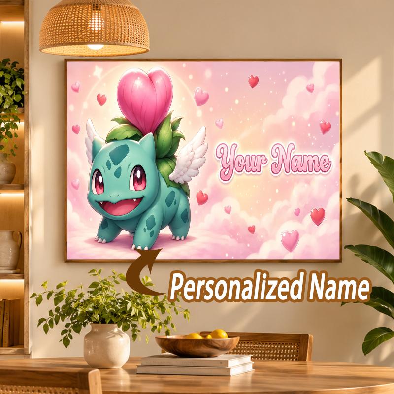 Bulbasaur Custom Name Diamond Painting Personalized 5D Full Drill DIY Diamond Art Home Decor
