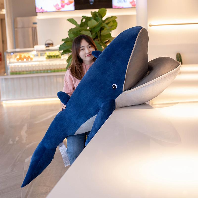 45-120cm Giant Open Mouth Whale Plush Toy Blue Marine Animal Stuffed Doll Huggable Shark Soft Animal Pillow Floor Mat Kids Gift