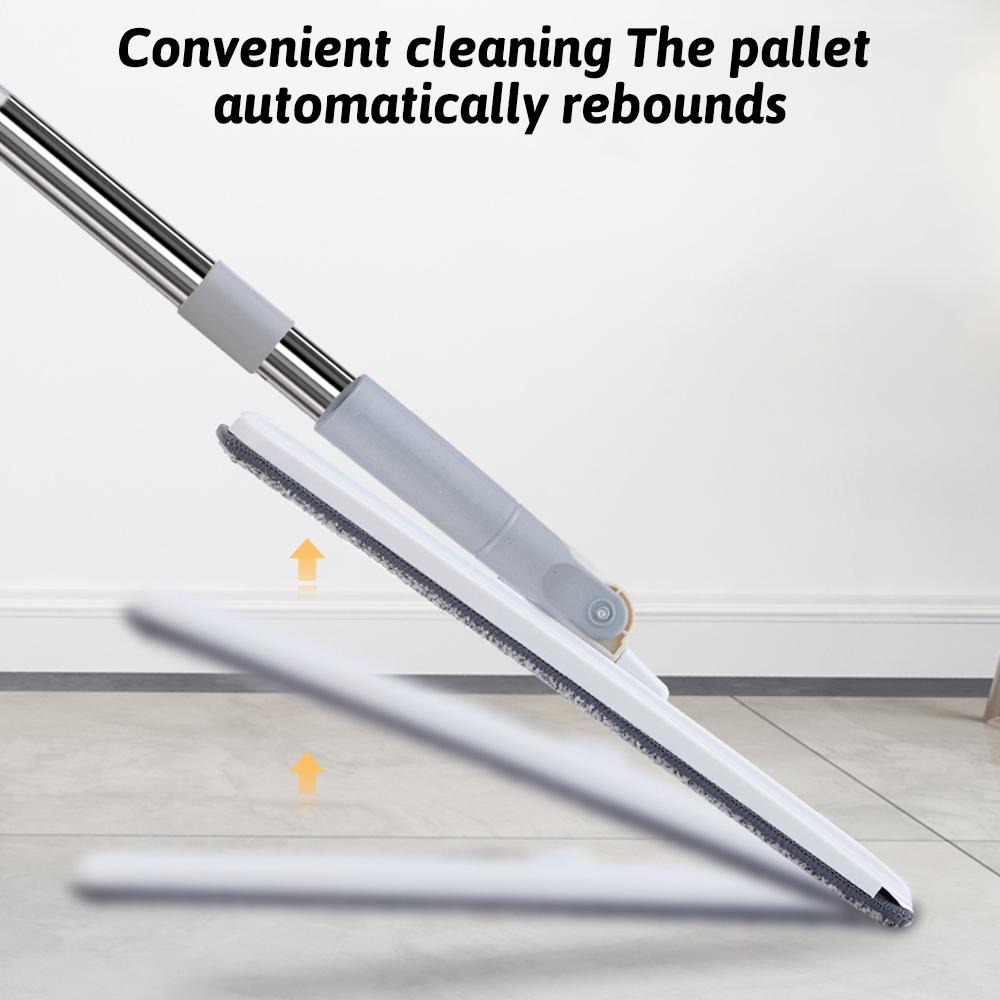 Mop and Bucket with Wringer Set 47 Inch Long Stainless Steel Handle Wet and Dry Use Flat Mop Bucket System with 2