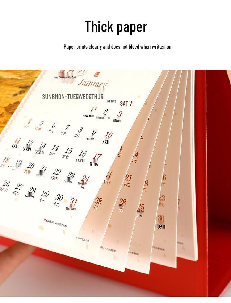 2026 Year of the Horse Desk Calendar with Double Ring Easel - Custom Corporate High-End Gift Box Edition