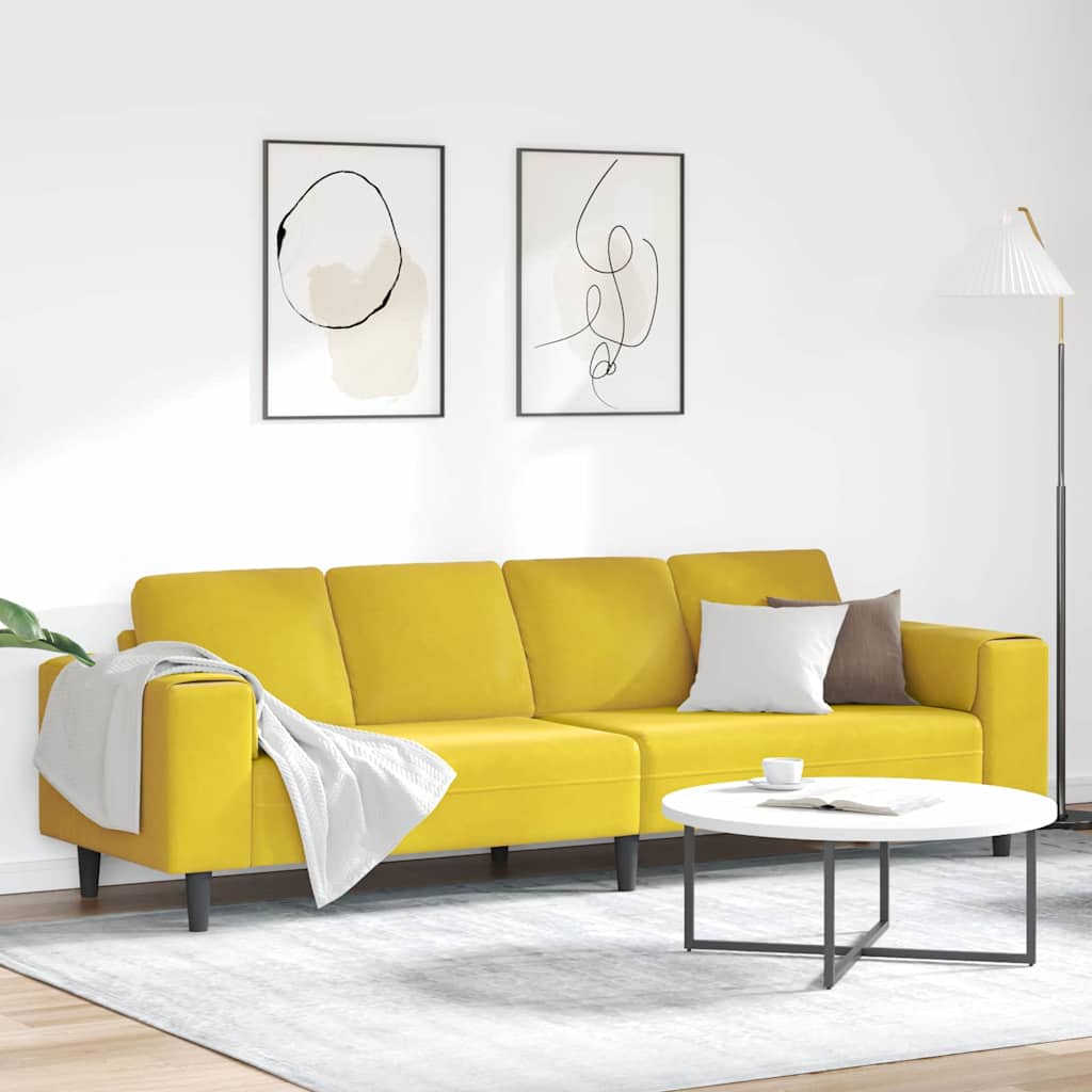 Living Room Sofa Yellow 250 x 77 x 76 cm