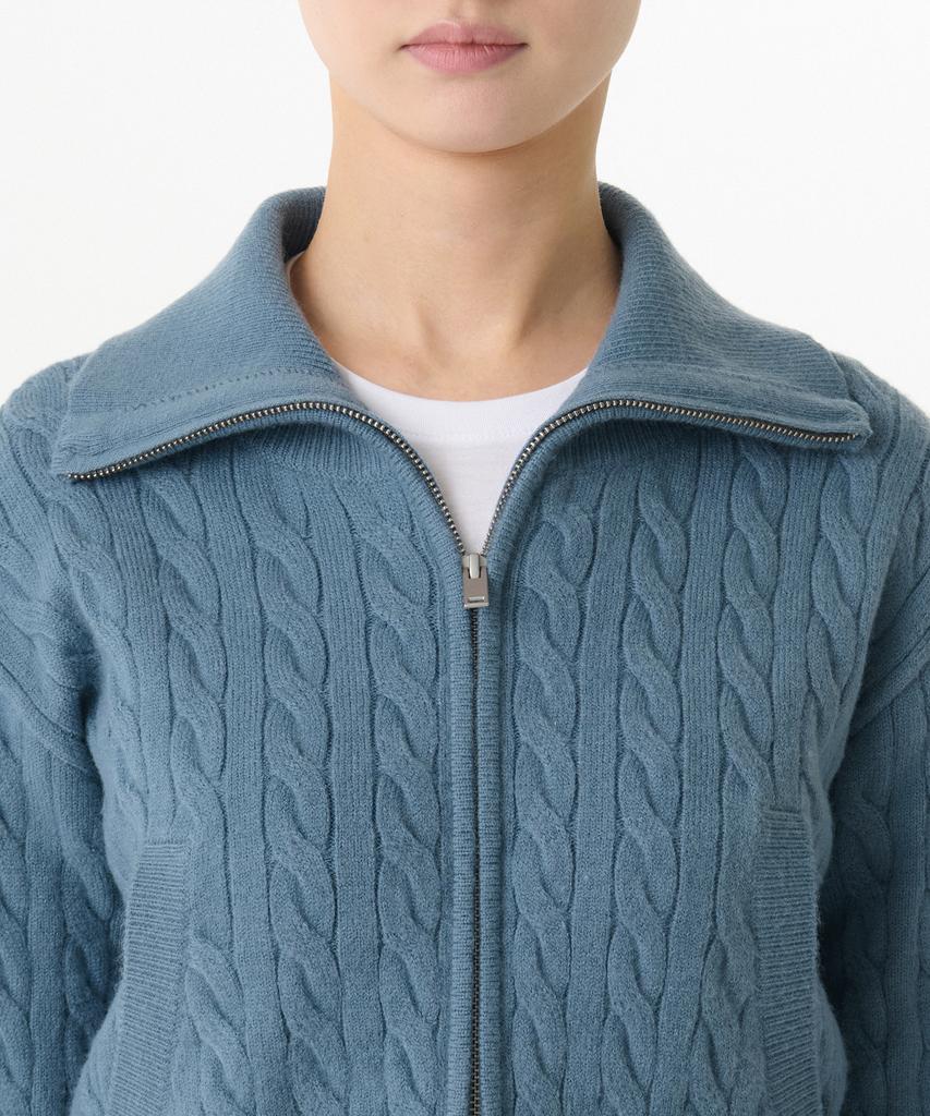 MUSINSA STANDARD WOMAN Women'S Cable Knit Zip-Up [Blue Grey]