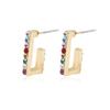 Multicolor Trendy Rhinestone Ushape Earrings Creative Alloy Studs Women For