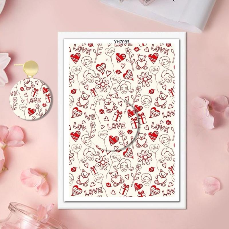Valentine Love Heart Transfer Paper 95x138mm Clay Earrings Water Soluble Transfer Paper for Jewelry Making