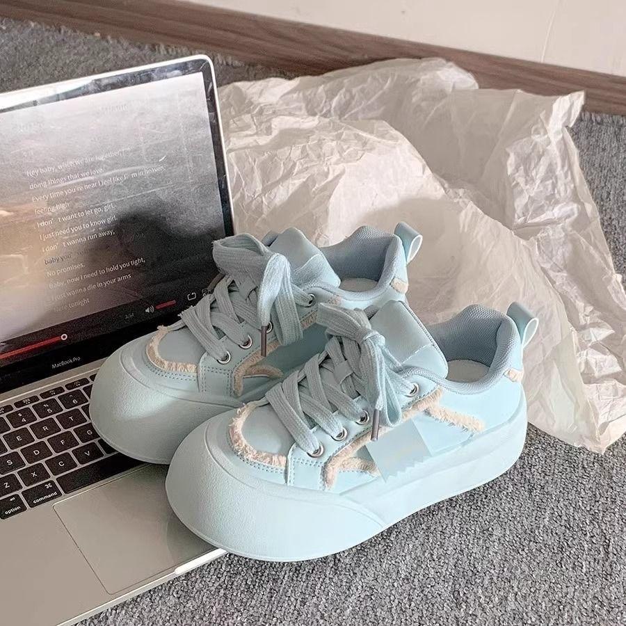 Campus style board shoes women's new spring and summer versatile platform niche bread shoes heightening single shoes women